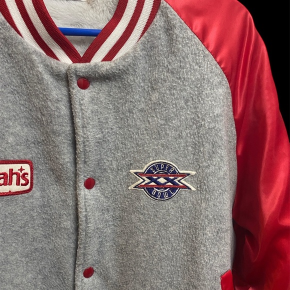 VTG 1986 Chalk Line Super Bowl XX Chicago Bears Gray Fleece Jacket XL HARRAH'S - Picture 4 of 6